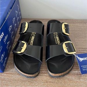 *NEW* Arizona Big Buckle Birkenstock High Shine Black 37 (7)